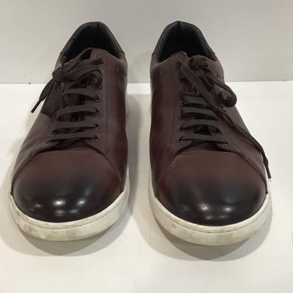 Men's Bally Willie-Lux Brown Leather Low Top Casual Sneakers Size 14D